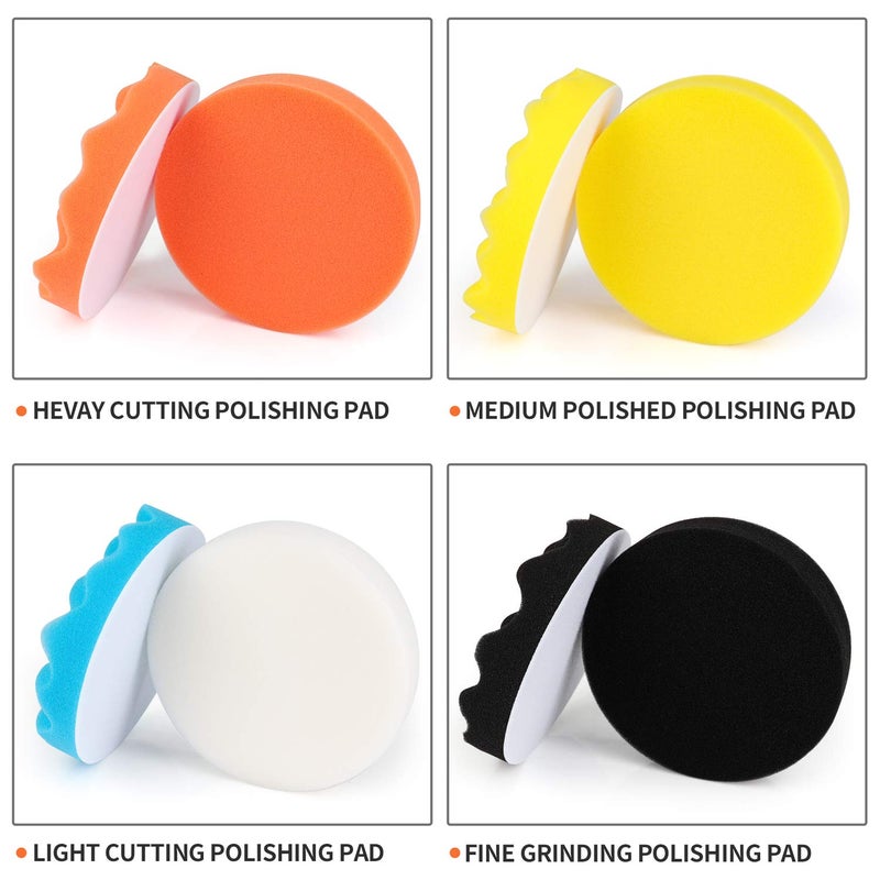 Kshineni Car Buffer Pads 6 Inch Buffing Polishing Pads, 11 Pcs Drill Buffing Kit, Auto Polisher Pads Car Foam Drill for Automotive Polishing, Waxing, Sanding, Sealing Glaze - Image 3
